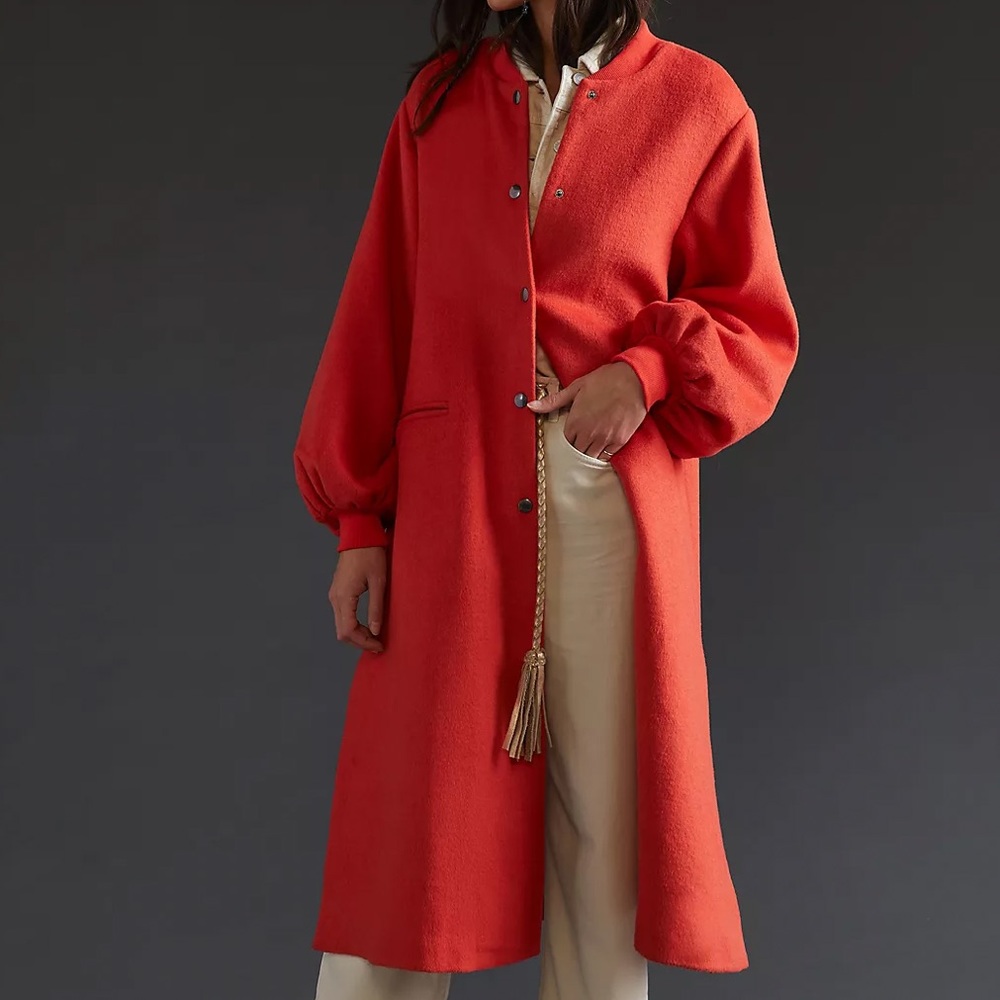 Red DRA Los Angeles Wool Blend Balloon Sleeve Jacket from Anthropologie
